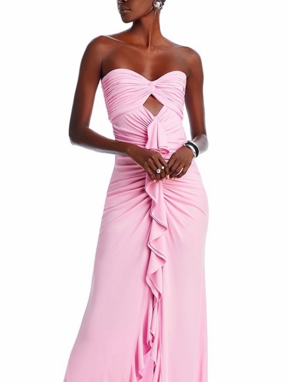Cinq a Sept Jenna Strapless High-Low Ruffle Gown